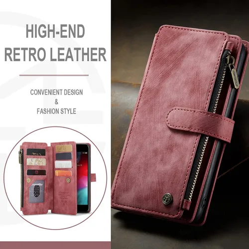 Vista 6 de UEEBAI - Funda tipo cartera para iPhone 7 Plus/iPhone 8 Plus, hecha a mano, de piel sintética, ranuras para tarjetas, cierre magnético, bolsillo