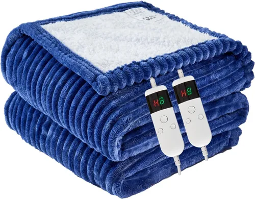 Vista 24 de Manta térmica portátil con mangas y bolsillo para el pie, manta térmica de calentamiento rápido con 10 ajustes de calor apagado automático