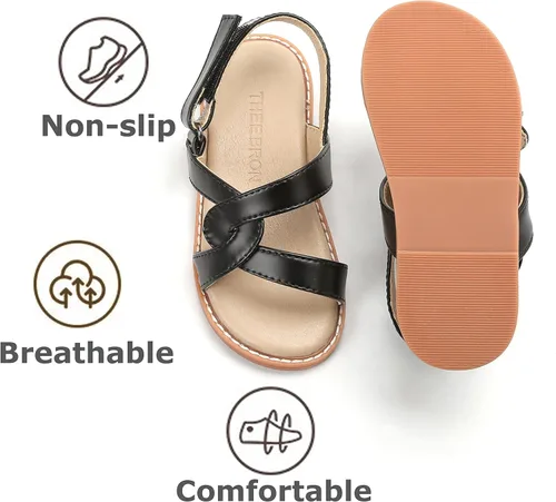 Vista 5 de THEE BRON Sandalias cómodas para niñas, zapatos para niños, sandalias con relleno