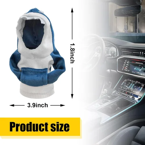 Vista 2 de Cubierta de palanca de cambios para coche, sudadera con capucha de palanca de cambios estilo mini tiburón de moda, divertido protector de palanca