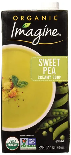 Vista 2 de Imagineig Organic Soup Variety Pack: Super Greens, Sweet Pea, Tomate cremoso de jardín, calabaza cremosa, 32 onzas (paquete de 4)