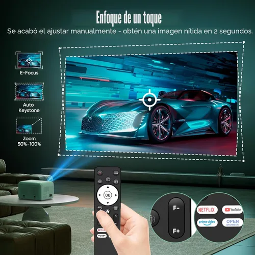 Vista 6 de Proyector TMY 4K con WiFi Bluetooth, Compatible con Netflix/Prime Video/YouTube, Proyector de Cine en Casa Portátil al Aire Libre, Proyector Mini