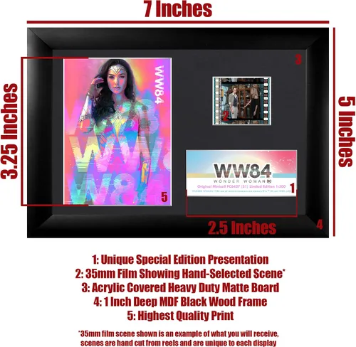 Vista 5 de Trend Setters Wonder Woman 1984 – DC FanDome Limited Edition – FilmCells 7" x 5" MiniCell Presentación de escritorio – Con clip de película de 1.378