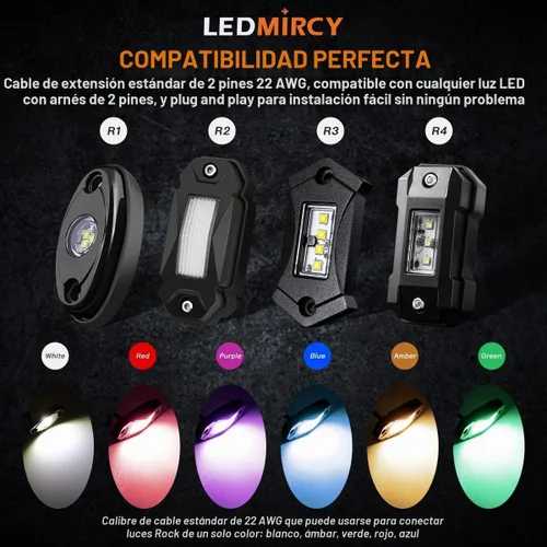 Vista 7 de LEDMIRCY Cable de Extensión para Luces LED de Roca Cable de Alambre de 2 Pines Impermeable 2PCS 5ft 22AWG con Conectores Macho a Hembra Tuerca