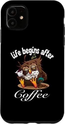 Vista 5 de iPhone 15 La vida divertida del búho de beber café comienza después del caso del café