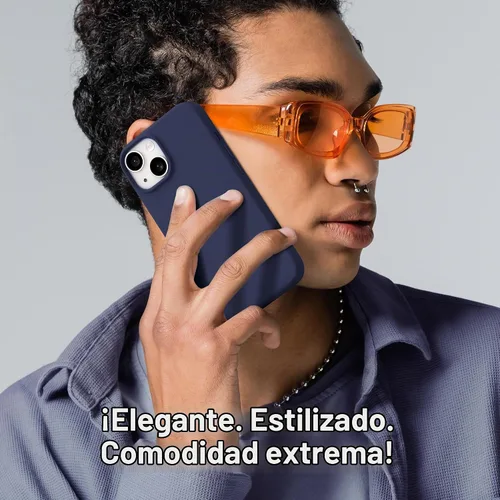 Vista 8 de GONEZ Funda magnética para iPhone 14, compatible con Magsafe, con protector de pantalla + protector de cámara, forro de microfibra antiarañazos Azul