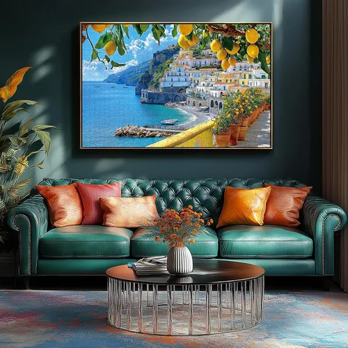 Vista 4 de MINIWAN Rompecabezas de 300 piezas de la Costa Amalfi, rompecabezas de alta calidad para adultos, estilo rústico, 17 x 11 pulgadas 300 piezas Costa