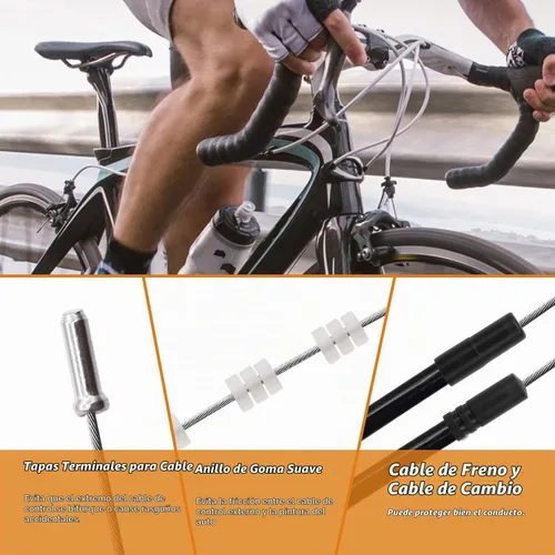 Vista 4 de mankk Kit universal de 73 piezas de cables de freno de bicicleta y kit de repuesto de carcasa de acero inoxidable para bicicleta de bicicleta Kit