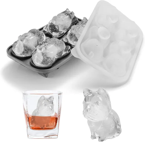 Vista 10 de Nax Caki Bulldog Gifts - Molde para cubitos de hielo 3D Bulldog con formas divertidas, molde de hielo grande de 2.4 pulgadas, bandejas de cubitos