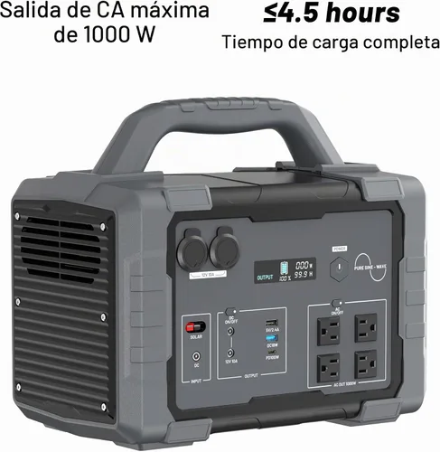 Vista 2 de Estación de energía portátil 1000W 1024Wh LiFePO4 para exteriores Gris