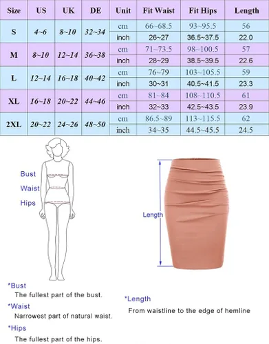 Vista 3 de Grace Karin - Falda para mujer, elegante, drapeada, de longitud hasta la rodilla y ajuste entallado, ropa para negocios
