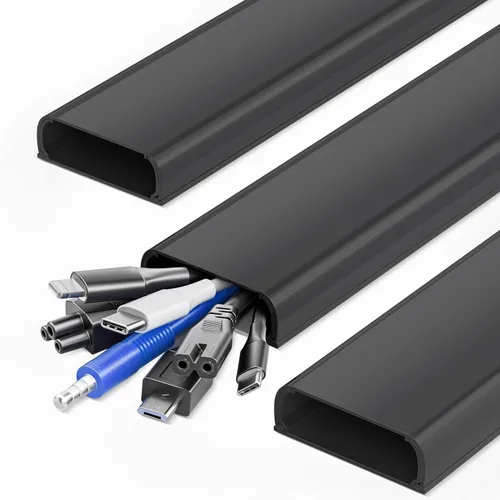Vista 14 de Cubiertas de alambre para 2 cables de TV en la pared, ocultador de cables pintable de 47 pulgadas, kit de gestión de cables mediano, ocultación