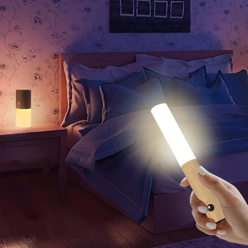 Vista 6 de Aplique de pared con pilas, luz de pared LED inalámbrica con detección de movimiento, luz nocturna recargable por USB para interiores, luz nocturna