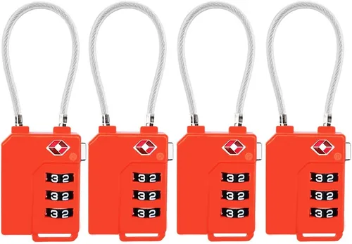 Vista 4 de TSA Lock - Candado de seguridad con combinación de 3 dígitos para maleta, bolsa de equipaje, candado con bloqueo de código (negro, paquete de 4)