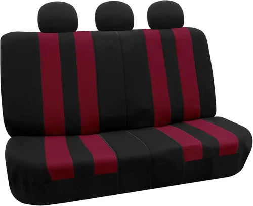 Vista 45 de FH Group Juego completo de fundas de asiento de coche de tres filas a rayas, compatible con bolsas de aire y listas para dividir, ajuste universal