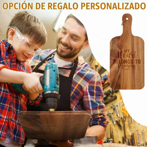 Vista 7 de Irenare Juego de 18 tablas de cortar lisas con asas, grabado láser, charcutería de madera, tabla de cortar para servir a granel para bricolaje
