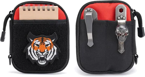 Vista 8 de Sayram Bolsa EDC, organizador de bolsillo, bolsa poderosa para hombres, bolsas EDC con parches, pequeña bolsa de herramientas con anillo en D