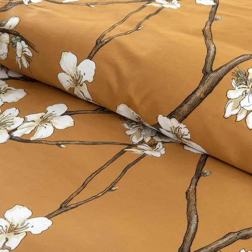 Vista 3 de Eikei Funda de edredón floral con flor de almendro, estilo chinoiserie, árboles en flor, vides y ramas, juego de ropa de cama de algodón de fibra