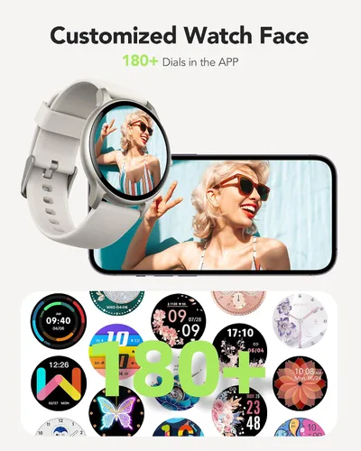 Vista 2 de AGPTEK Reloj inteligente para mujer (respuesta/hacer llamadas) - Reloj inteligente para teléfonos Android iOS con monitor de frecuencia cardíaca