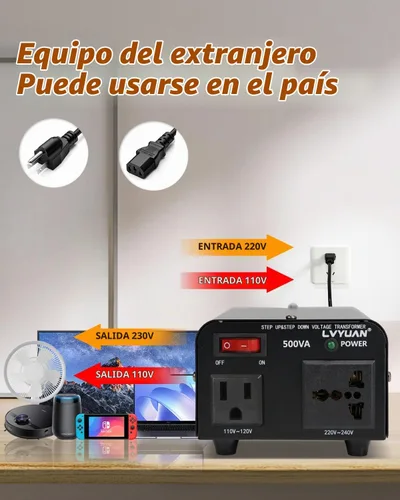 Vista 5 de LVYUAN Convertidor de transformador de voltaje de 500 vatios de aumento y bajada de 110-120 voltios a 220-240 voltios y de 220-240 voltios a 110-120