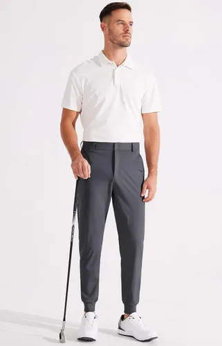 Vista 5 de Libin Pantalones deportivos de golf elásticos en 4 direcciones con bolsillos, pantalones de vestir ajustados para trabajo, pantalones deportivos