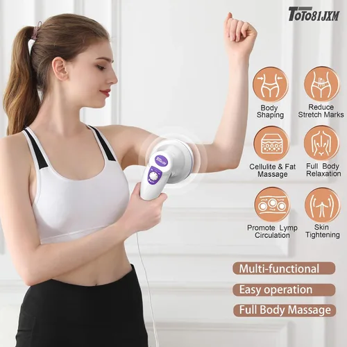 Vista 2 de TOTO81JXM Masajeador eléctrico para celulitis: máquina de esculpir el cuerpo con 8 cabezales de masaje, drenaje linfático y estiramiento de la piel