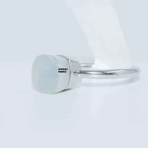 Vista 6 de Joyas Temple - Anillos de pompón italiano .925 plata piedra lunar 0.315 x 0.315in
