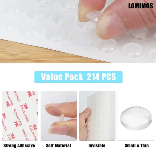Vista 5 de LOMIMOS 200 piezas de parachoques para puerta de gabinete, suave autoadhesivo, transparente, amortiguador de sonido, almohadilla protectora de goma