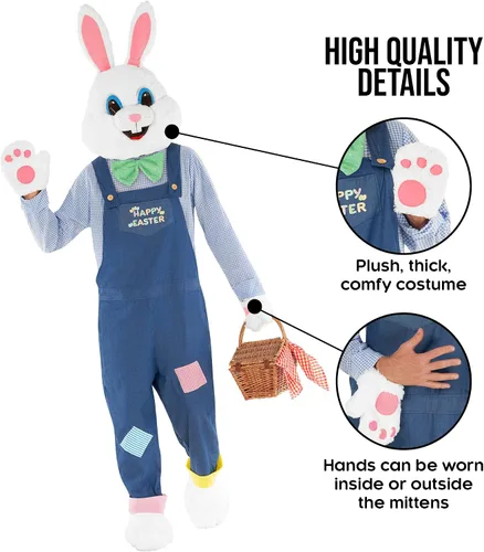 Vista 4 de Morph Disfraces de conejo de Pascua para adultos, disfraz de cabeza de conejo de Pascua