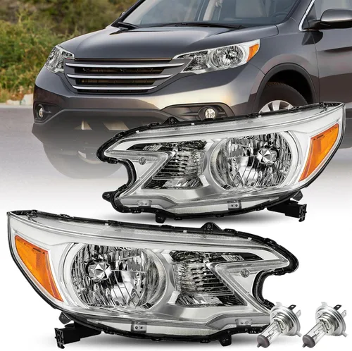 Vista 9 de JSBOYAT Conjunto de Faros Delanteros de Reemplazo para Honda CR-V 2012-2014 Faro Delantero Lámpara Halógena con Bombillas, Carcasa Negra con Carcasa