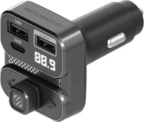 Vista 10 de Scosche Transmisor de radio FM Bluetooth para automóvil, kit manos libres con puertos de carga USB duales, cargador de coche USB A de 12 W + 20 W