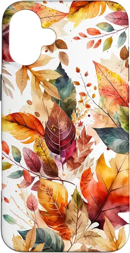 Vista 22 de Funda para iPhone 16 Aesthetic Autumn Fall Colorful Leaves Watercolor Art