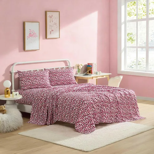 Vista 38 de Betsey Johnson - Juego de sábanas de tamaño individual, ropa de cama de microfibra con estampado Nerdy Teddies con sábana bajera de bolsillo