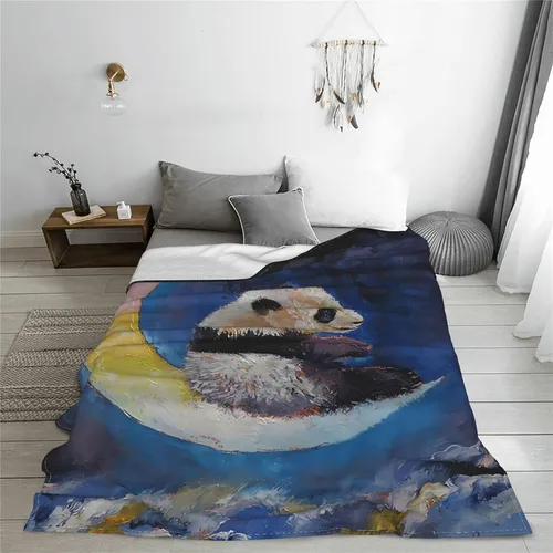 Vista 4 de Manta de franela de panda, acogedora y ligera, suave para sofá y cama, 80 x 60 pulgadas