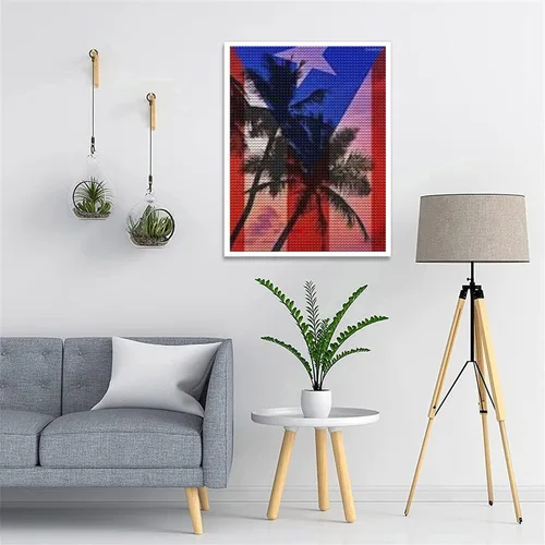 Vista 3 de DVWIVGY Kits de pintura de diamantes tropicales con diseño de bandera de Puerto Rico, arte de diamantes para adultos y niños, kits de pintura