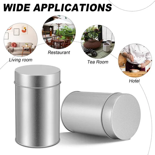 Vista 4 de Zopeal 3 Pack Tea Tin Canister with Airtight Double Lids 12 oz Can Box Canister for Loose Leaf Tea Storage Bag Container Portable Small Kitchen for