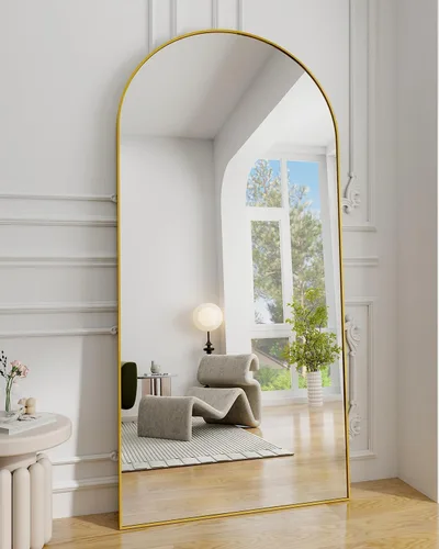 Vista 12 de BEAUTYPEAK Espejo de longitud de arco de 71 x 30 pulgadas con soporte Negro