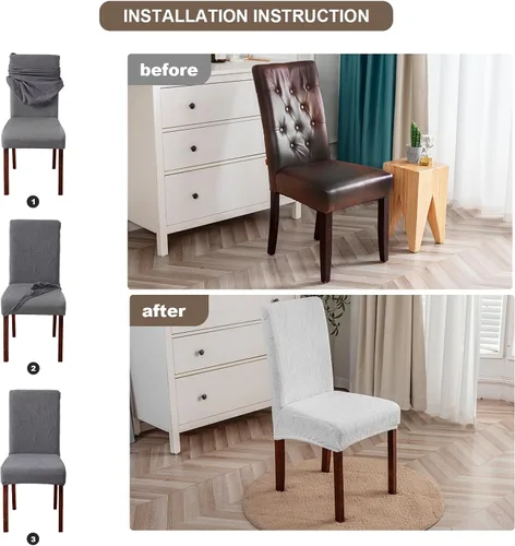 Vista 105 de Fundas impermeables para sillas de comedor, fundas elásticas para sillas Parsons, para comedor, cocina, funda protectora para silla de comedor