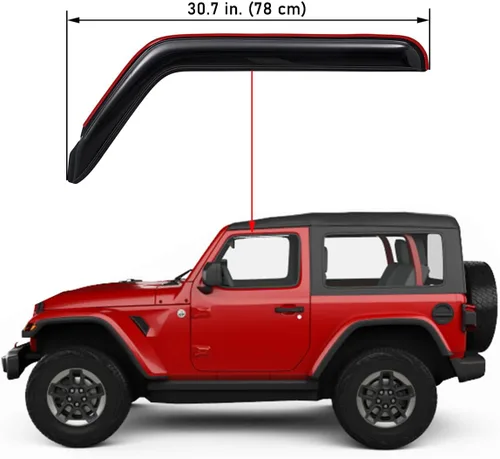 Vista 2 de Lightronic WV192467 Deflectores y viseras laterales de canal para ventana, protector de lluvia, humo oscuro, juego de 2 piezas, se adapta a Jeep