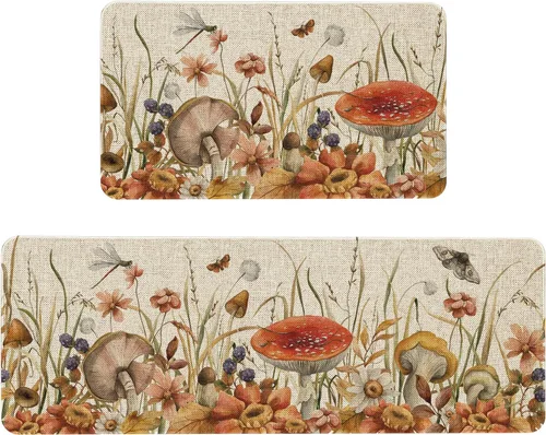 Vista 57 de Mloabuc® Tapete decorativo de flores, tapetes de cocina de arpillera de arpillera para mujer, accesorios de cocina para exteriores, 17 x 30 pulgadas