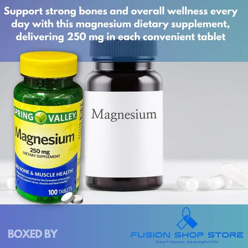 Vista 4 de Magnesio 250 mg- Comprimidos de salud muscular ósea 100 Ct (paquete de 1)