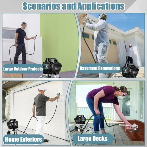 Vista 7 de Pulverizador de pintura sin aire de 2900 PSI, 650 W, 7/8 HP, pulverizador de pintura eléctrico de 0.24 GPM con varilla y kits, bricolaje