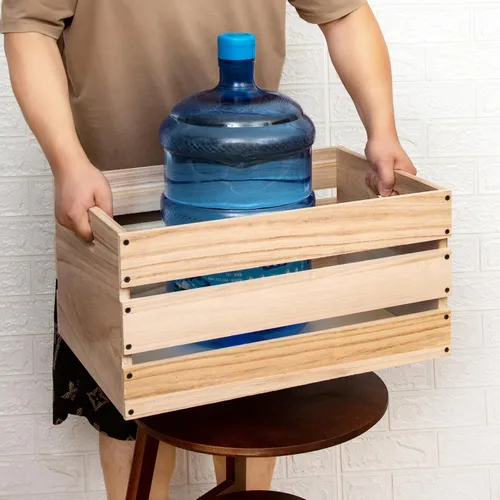 Vista 4 de Cajas de madera de gran tamaño de 20" de largo para almacenamiento, cajas de leche de madera de color tronco de granja, adecuadas para bricolaje