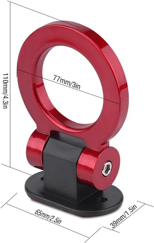 Vista 2 de Kit de gancho de remolque de carreras, correa de remolque para parachoques delantero y trasero, anillo de remolque para parachoques de automóvil