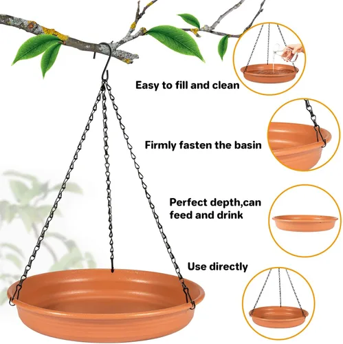 Vista 5 de Baño Colgante para Pájaros Alimentador Colgante para Pájaros - CARGEN Garden Bandeja de Baño para Pájaros Plato Alimentador de Vida Silvestre Cuenco