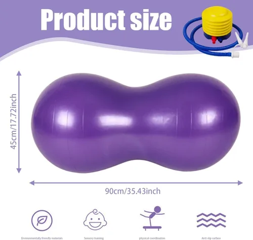 Vista 3 de Pelota de cacahuete, pelota de yoga para el embarazo, estabilidad de cacahuete para terapia infantil, parto, entrenamiento de fuerza central