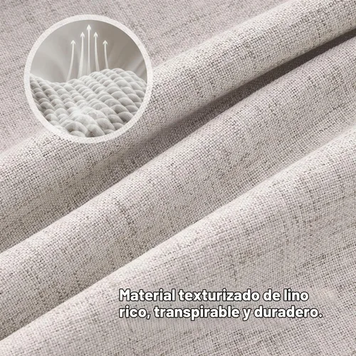 Vista 3 de MIULEE Cortinas de lino 100% opacas para dormitorio, marfil sólido, decoración de lujo, aislamiento térmico, cortinas oscurecedoras para sala