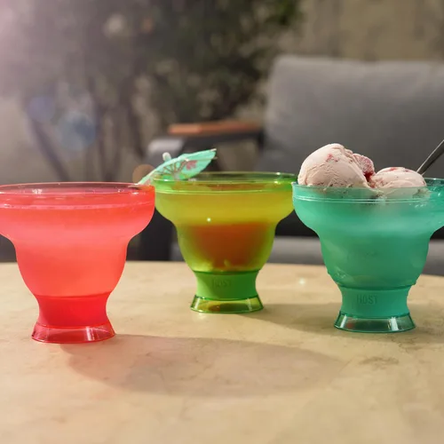 Vista 10 de HOST FREEZE - Vasos de Margarita sin tallo, vasos de cóctel de plástico aislados para bebidas congeladas, vasos enfriadores de doble pared para Azul