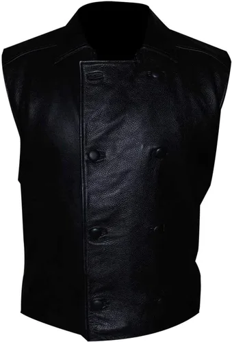 Vista 2 de Mens Summer Motorcycle Waistcoats Zip Up Outfits Biker Leather Outerwear Costumes Vests Collection