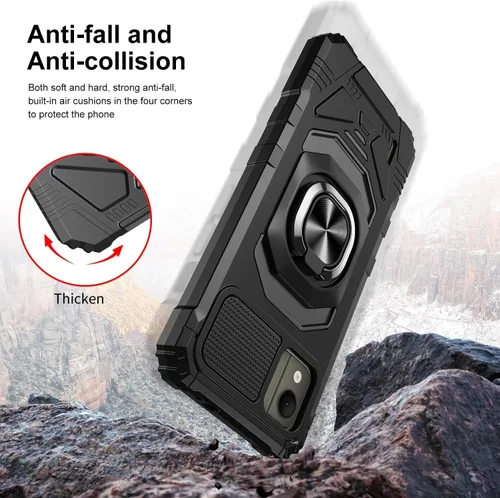 Vista 3 de TJS Funda compatible con Nokia C110 N156DL, anillo de metal, soporte magnético, soporte resistente, protección contra caídas, funda para teléfono